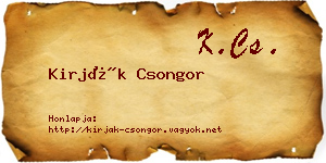 Kirják Csongor névjegykártya